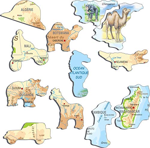 Larsen A22 Mapa físico de África, edición en Francés, Puzzle de Marco con 63 Piezas