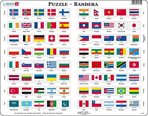 Larsen L2 Rompecabezas de la Bandera, edición en Español, Puzzle de Marco con 80 Piezas