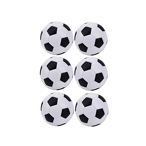 LATRAT Juego de 6 bolas de futbolín negro y blanco, juego de 6 piezas de mesa de repuesto para deportes, fútbol, juego de pelota (blanco y negro, 32 mm)