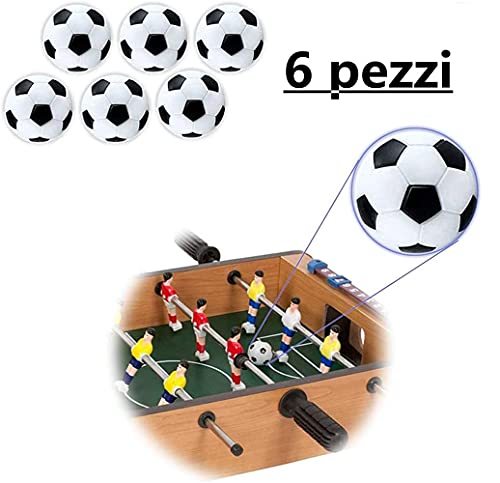 LATRAT Juego de 6 bolas de futbolín negro y blanco, juego de 6 piezas de mesa de repuesto para deportes, fútbol, juego de pelota (blanco y negro, 32 mm)