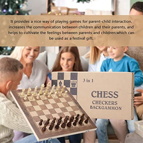 Lechnical Juego de Tablero de ajedrez Plegable de Madera 3 en 1,Juego de Backgammon de Damas,Rompecabezas multifunción,ajedrez,9.4x9.4in para niños y Adultos