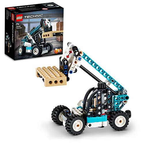 LEGO 42133 Technic Manipulador Telescópico, Vehículos de Construcción para Niños de 7 Años, Set con Camión Grúa y Carretilla Elevadora de Juguete