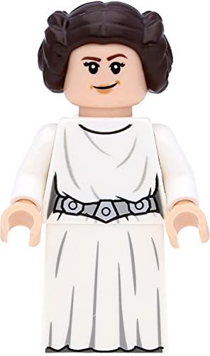 LEGO Star Wars - Minifigura de princesa Leia (2019) con vestido blanco con espadas láser