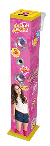 Lexibook Karaoke Torre de Sonido Bluetooth con Altavoces potentes y Luces, micrófono y función Cambio de Voz, diseño Femenino, niña, Rosa/Amarillo, K8050SL