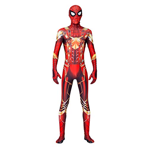 LGYCB Spiderman Bodysuit Traje Jumpsuit Zentai Spider-Man Super Heros Halloween Cosplay Disfraces para Hombres Niños, Juego de Roles Juego Junto Mallas Conjuntos,Gold-Adult XXL(185~195cm)