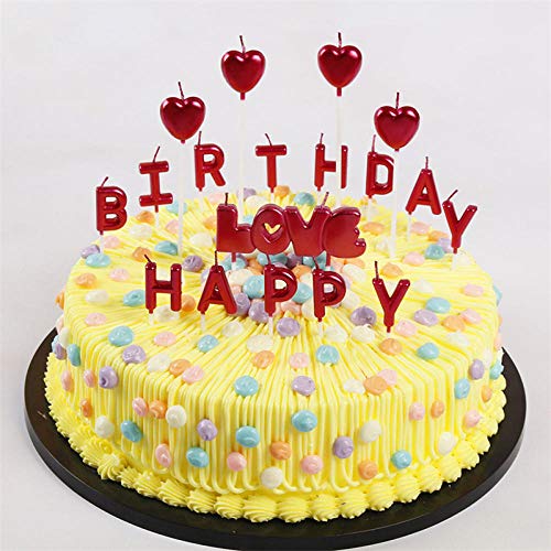 lhmlyl Juegos de velasRose Gold Sliver Red Happy Birthday Letter Cake Party Festival Supplies Velas Encantadoras para Regalo de Cocina para Hornear-corazón-Oro Rosa