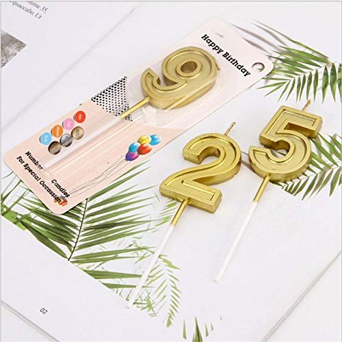 lhmlyl Velas de Forma inusual1Pcs 0-9 Golden Number Birthday Candle para Happy Party Cake Topper para niños-Oro 5