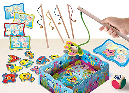 Lisciani - Montessori - Pesca Magnética divertida - Juego educativo preescolar para niños a partir de 3 años con elementos de madera - 85828