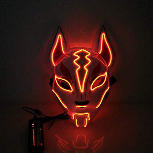 Lixada Máscara de Halloween Fox máscara facial completa luces de neón fiesta de Halloween pantalla LED oscuro brillante Cosplay máscara fiesta disfraz máscara