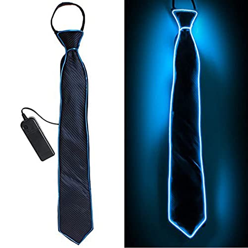 Luminoso Corbata, Corbata LED, Novedad Corbata LED Accesorios, Accesorio Corbatas LED, para Hombres Chicos Navidad Rave Fiesta, Atmósfera Decorativa de Barra Nocturna(Azul)