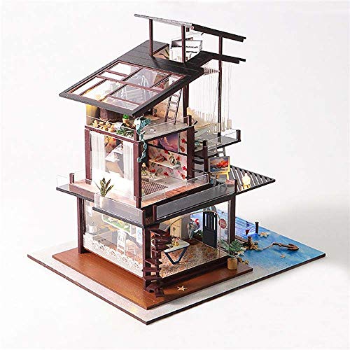 Lwieui DIY Dollhouse Kit Casa de muñecas DIY Valencia Coastal Villa Casa de muñecas en Miniatura Muebles Kit Casas (Color : Multi-Colored, Size : One Size)