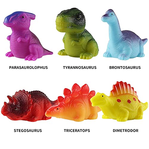 LYKJ-COLORS Set de Juguetes de baño de Dinosaurio Flotante Brillante de 6 Piezas, para bebés en cumpleaños, Navidad y Pascua, Juguetes de baño para niños en Piscinas