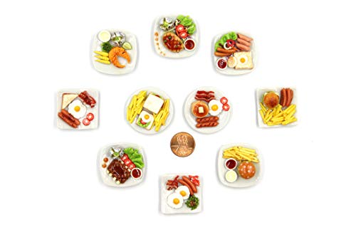 Magma Brick 10 Plato de Desayuno - Comida en Miniatura, Comida diminuta para casa de muñecas Decorativa, Escala de Diorama 1:12, 1/12