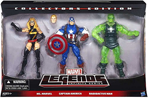 Marvel Legends Infinite Collectors Edition Ms. Marvel. Captain America & Radioactive Man by HASBO