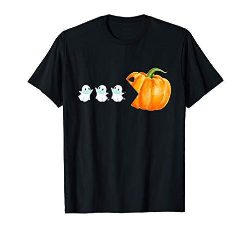 Máscara de fantasma comiendo calabaza - Halloween divertido Camiseta