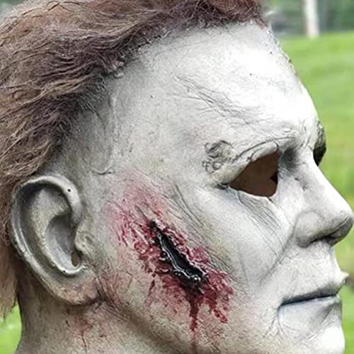Máscara de Halloween de terror, máscara de látex de Michael Myers, cubierta de la cara de la cicatriz de Halloween, decoración de carnaval, Pascua y mascarada