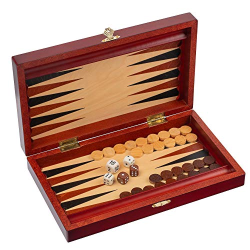 Master of Chess TRYKTRAK Classic Backgammon 33 x 28 cm Juego de Madera de Viaje en Elegante Juego de Mesa de Cassette de Caoba para Adultos y para KDS