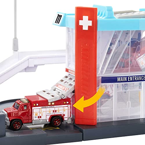 Matchbox Hospital y helicóptero de rescate Casa y vehículo de juguete (Mattel GVY83)