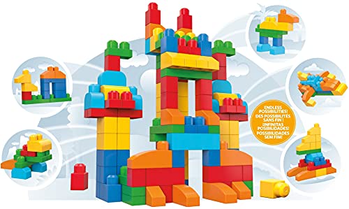 Mega Blocks - Deluxe Building Bag Bolsa de Construcción, Multicolor, 46.0 x 29.0 x 20.1 cm (Mattel CNM43)