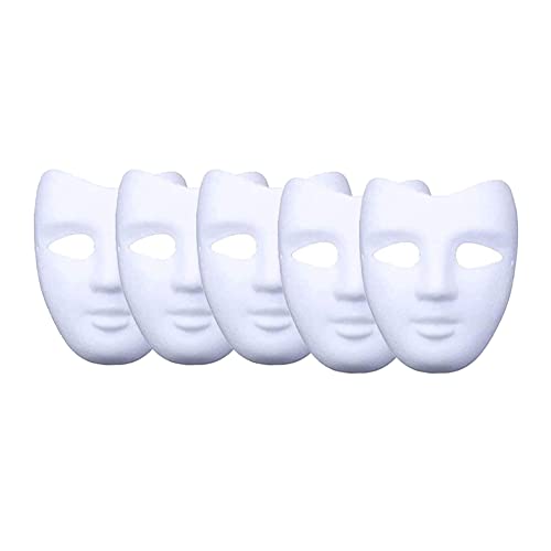 Meimask Bricolaje Papel Blanco máscara de Pulpa en Blanco máscara Pintada a Mano Personalidad Creativa máscara de diseño Libre 5 Piezas (5 Piezas, Cara)