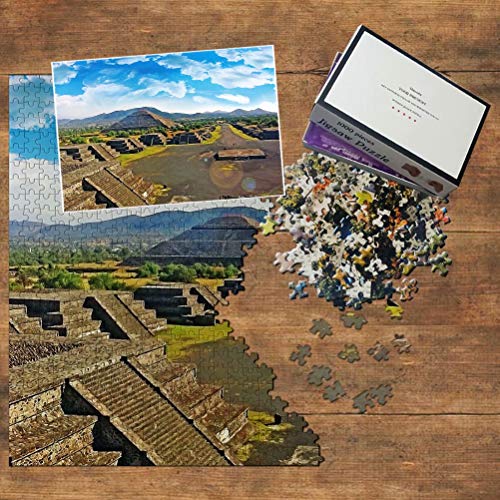 México Pirámide del Sol San Juan Teotihuacan Puzzle 1000 Piezas para Adultos Familia Rompecabezas Recuerdo Turismo Regalo