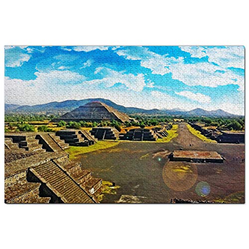 México Pirámide del Sol San Juan Teotihuacan Puzzle 1000 Piezas para Adultos Familia Rompecabezas Recuerdo Turismo Regalo