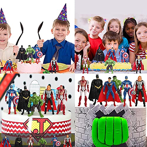 MEZHEN Decoración de Pastel para Avengers Superhero Cumpleaños Decoration Superhéroes Cake Decoración de Pastel de Cumpleaños para Regalos Niños Cumpleaños 6 Piezas
