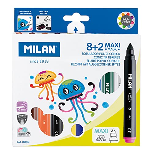 MILAN® Pack estuche, goma de borrar con funda y caja de rotuladores serie especial Magic