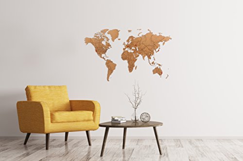 MiMi Innovations - Puzzle de madera de lujo World Map True Puzzle 100 x 60 cm - Marrón