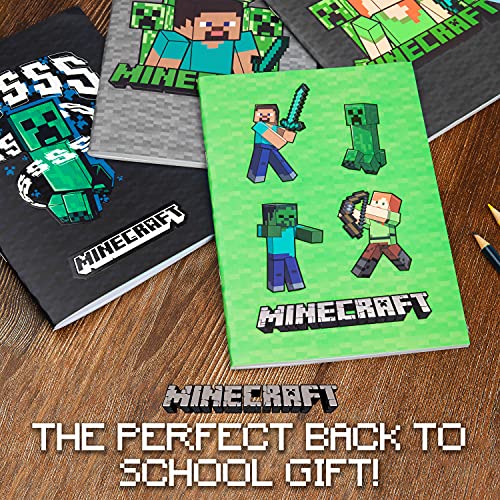 Minecraft Pack de 4 Libretas Bonitas A5, Material Escolar, Regalos Cumpleaños de Niños para Colegio