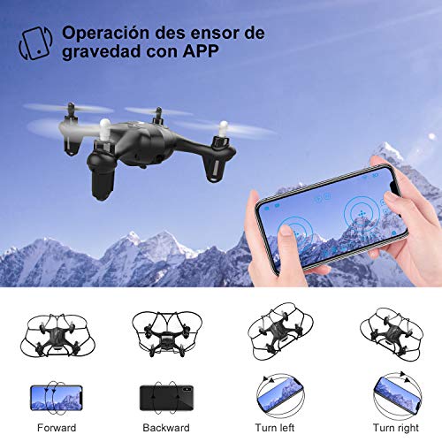 Mini Dron ATOYX para Principiantes con Cámara FPV HD, Dron Cuadricóptero RC con Transmisión WiFi, Sensor de Gravedad, Giros 3D, Despegue/Aterrizaje de Llave, Regalo Ideal para Niñas/Niños-Negro
