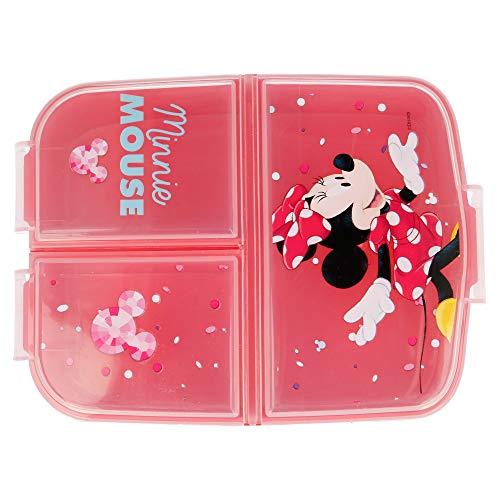 Minnie Mouse (Disney) | Sandwichera Con 3 Compartimentos Para Niños - Lonchera Infantil - Porta Merienda - Fiambrera Decorada