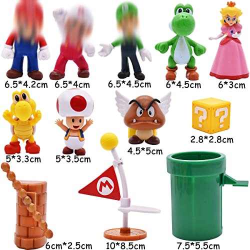 Miotlsy 10 pcs/Set Toys - Figuras de Ario y Luigi Figuras de acción de Yoshi y Bros Figuras de Juguete de PVC de