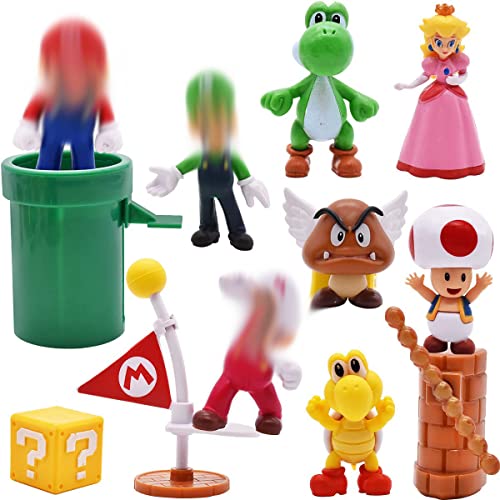 Miotlsy 10 pcs/Set Toys - Figuras de Ario y Luigi Figuras de acción de Yoshi y Bros Figuras de Juguete de PVC de