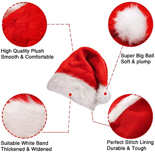Miss-shop Sombrero de Santa,Gorro Navideño,Gorros de Papá Noel para Niños Adultos Disfraces de Navidad Decoración