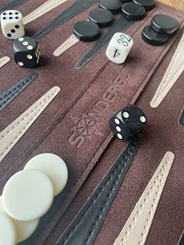 (mocha) - SONDERGUT - Backgammon - Travel Backgammon Set - Genuine Leather - Colour: Mocca