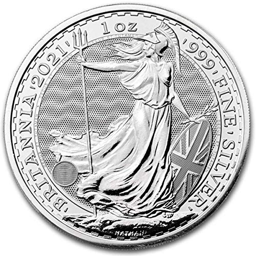 Moneda de plata Britannia 2021 en una cápsula de moneda sin montura