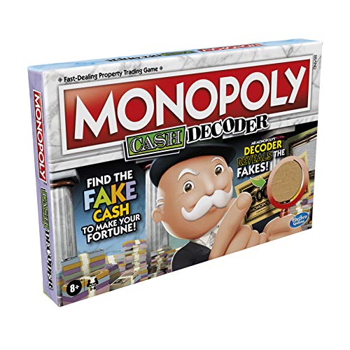 Monopoly Juego de Mesa de Efectivo para familias y niños de 8 años en adelante, Incluye decodificador de Mr. Monopoly's para Encontrar falsificaciones, Juego para 2-6 Jugadores