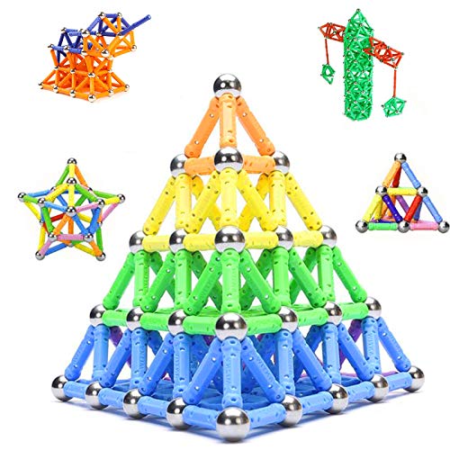 Morkka Bloques Magnéticos de Construcción para Niños Palos Magnéticos 136 Piezas Stem Montessori Juguete Regalo Educativo para el Desarrollo Integral para Mayores de 4 Años Enseñanza del Color