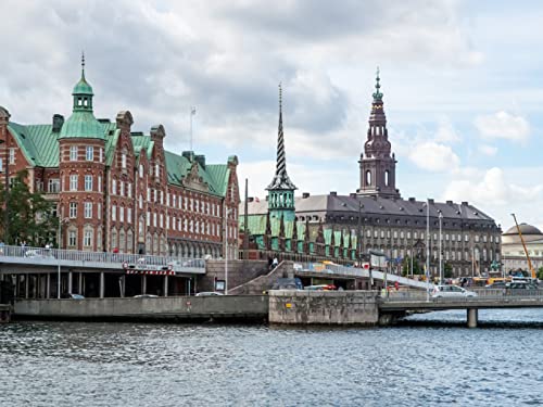 MX-XXUOUO Rompecabezas de paisajes, Hermosos Edificios Antiguos por un Canal de Agua, Copenhague. Dinamarca, 1000 Piezas de Rompecabezas de Paisaje para Adultos y niños