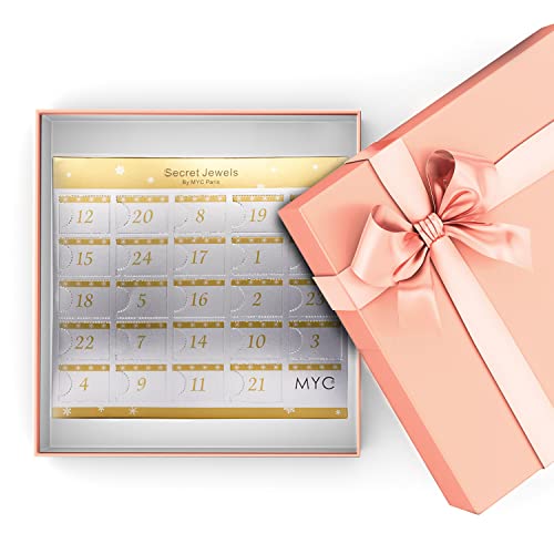 MYC-Paris - Calendario de Adviento de 12 joyas, 11 Beads + 1 accesorio sorpresas - Oro rosa - Latón HQ - Chapado en oro rosa 18k - Regalo de cumpleaños, Día de la Madre, Navidad