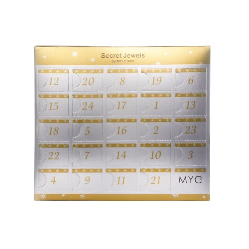 MYC-Paris - Calendario de Adviento de 12 joyas, 11 Beads + 1 accesorio sorpresas - Oro rosa - Latón HQ - Chapado en oro rosa 18k - Regalo de cumpleaños, Día de la Madre, Navidad