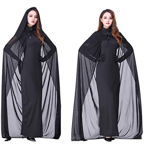 Myir Disfraz de Novia Fantasma de Halloween Mujer, Disfraz de Bruja Vampiro Vestido Adulto Disfraces Carnaval Cosplay (L, Negro)
