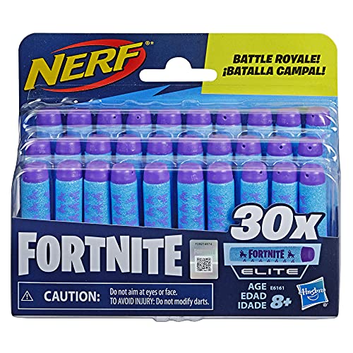 Nerf Official 30 Paquete de Recarga Fortnite Dart Compatible Elite Blasters-para jóvenes, Adolescentes, Adultos, Color, 4.44 x 15.87 x 13.33 cm (Hasbro E6161EU4)
