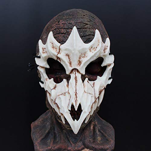 Nincee Máscara japonesa de Halloween, máscara de cosplay de tigre – Máscara de resina de media cara blanca de miedo, máscara decorativa de Halloween, juego de rol para adultos (dragón)