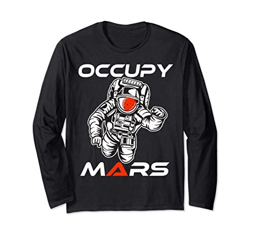 Occupy Marte astronauta Terraform Marte Explorador Espacial Manga Larga