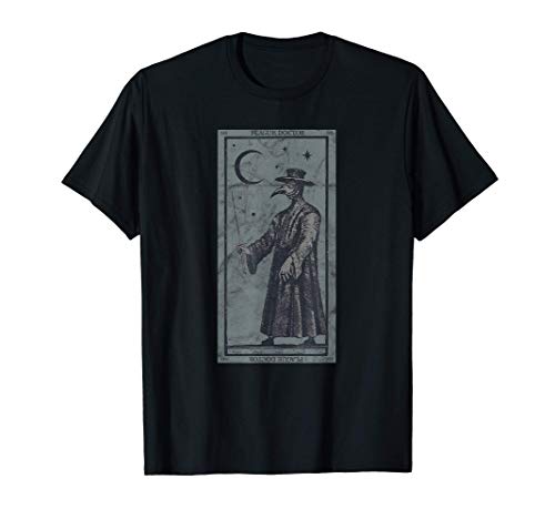 Oculto Plague Doctor Tarot Card Black Death Baphomet Devil Camiseta