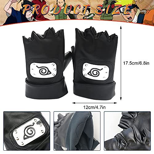 Osugin Anime Naruto Cosplay - Juego de accesorios para cosplay de Kakashi Prop plástico Ninja Set diadema de metal, guantes de plástico para cosplay de Naruto
