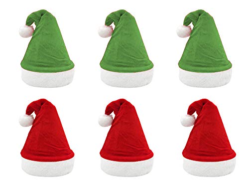 Pack 6 Gorro Papá Noel de Navidad de Santa Claus de Terciopelo de Felpe Suave Sombreros Navideño de Invierno para Fiesta Festiva de Año Nuevo para Adultos Unisex (Mix color)