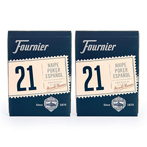 Pack de 2 Barajas de Póker Español Fournier Nº 21 en Estuche de Cartón (2X Azules 43C)